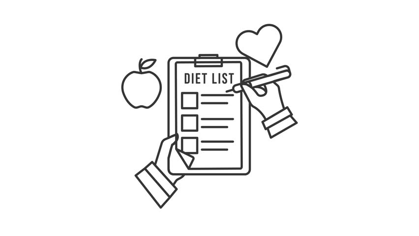 Outline Diet Checklist Icon Animation | Healthy Plan Loop with Alpha