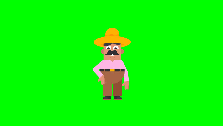 3D animation green screen of a Mexican guy enjoying tacos with expressive gestures, perfect for digital assets, marketing, presentations, and creative video projects