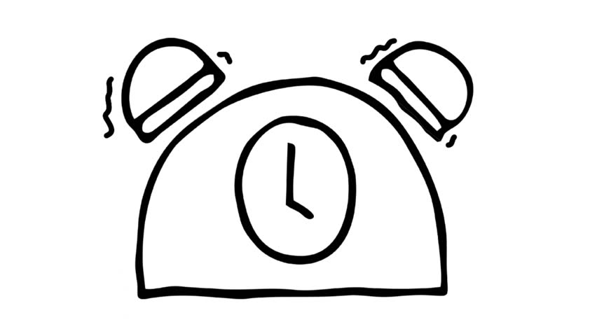 line art animation of alarm clock