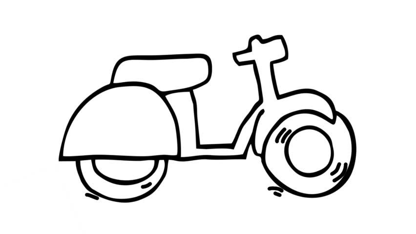 line art animation of old motorcycle