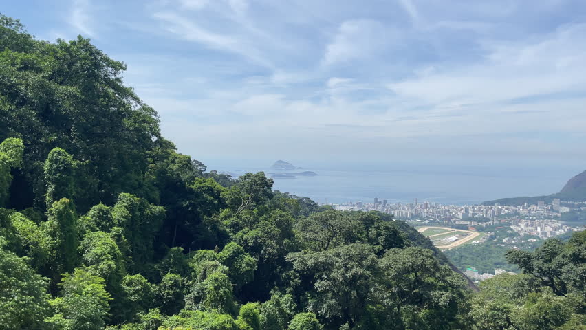 rio de janeiro cityscape beutiful nature coastal line view from the hill