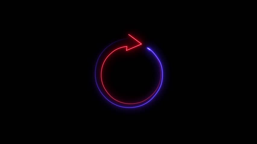 Glowing neon 36 seconds Clock Timer Animation. Stopwatch Icon in Flat Style. on black Background. Time Counter Animation .