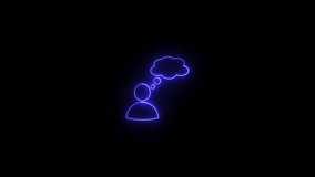 Abstract animated neon person thinking with thought bubbles conceptualizing ideas and creativity on a dark background - Powered by Shutterstock - Get 15% off with code: PIKWIZARD15