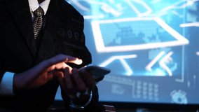 Businessman's hand holding smartphone demonstrating and explaining to the meeting how to use a data management system, business intelligence, data statistics, marketing analysis. - Powered by Shutterstock - Get 15% off with code: PIKWIZARD15