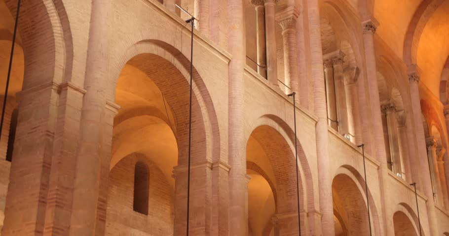 Interior Nave Of The Basilica Of Saint-sernin In Toulouse, France. - wide shot