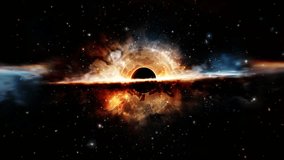 4K 3D Loop blackhole galaxy space travel in outer space science fiction abstract background.  Glow gold orange cloud spce galaxy travel abstract digital animation in deep space. - Powered by Shutterstock - Get 15% off with code: PIKWIZARD15