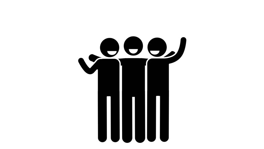 Stick figure animation showing true friendship