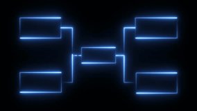 It features a structure of interconnected rectangles outlined in blue neon, suggesting a hierarchy or flow. 4k animation videos - Powered by Shutterstock - Get 15% off with code: PIKWIZARD15