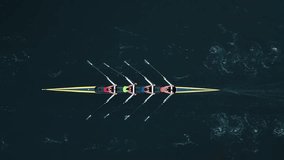 Top View Sunrise Rowing Training In Halifax Bay With Four Women In Motion, Peaceful Morning Captured From Above Four Female Rowers Work In Unison, Creating Ripples In Calm Waters Scenic Ocean Bay. - Powered by Shutterstock - Get 15% off with code: PIKWIZARD15