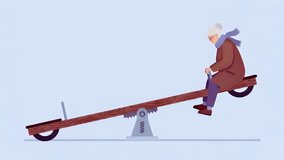 Animated elderly woman enjoys a playful moment on a seesaw in a calm outdoor setting, symbolizing balance, joy, and nostalgia. Perfect for wellness, lifestyle, age-positive stories, and inspirational  - Powered by Shutterstock - Get 15% off with code: PIKWIZARD15