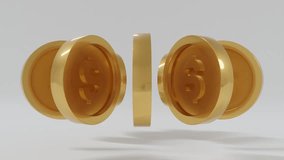 3d abstract background featuring shiny golden dollar coins spinning in a circular motion on a clean white backdrop, symbolizing money flow, investment, and modern financial motion design - Powered by Shutterstock - Get 15% off with code: PIKWIZARD15