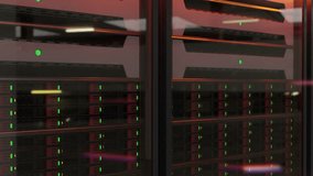 High-tech server rack with blinking lights in loop animation. Perfect for technology, data center, cloud storage and cybersecurity themes. Part of series for seamless use. - Powered by Shutterstock - Get 15% off with code: PIKWIZARD15