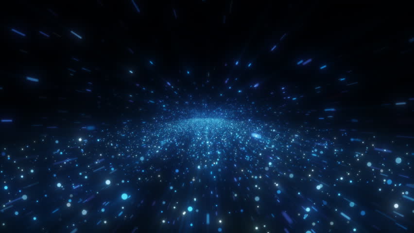 4K Explosion of Blue Bokeh lights. Holiday motion background. Glowing particle abstract. 2160p 60fps. Exploding frost particles. 3d rendering. Isolated on black effect. 2026 Trend footage.