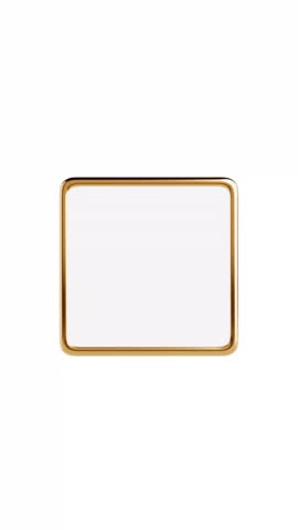 4k Resolution Vertical Video for Social Media:  Golden Metal Badge Pin. Blank Square Gold Lapel Pin Mockup With Safety Clasp Seamless Looped Rotating On White Background With Alpha Matte