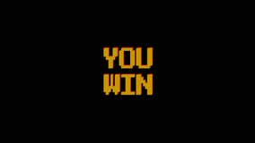 You win animation text on 8 bit retro game black background. 4k video. Perfect for video game or opening old video style. - Powered by Shutterstock - Get 15% off with code: PIKWIZARD15