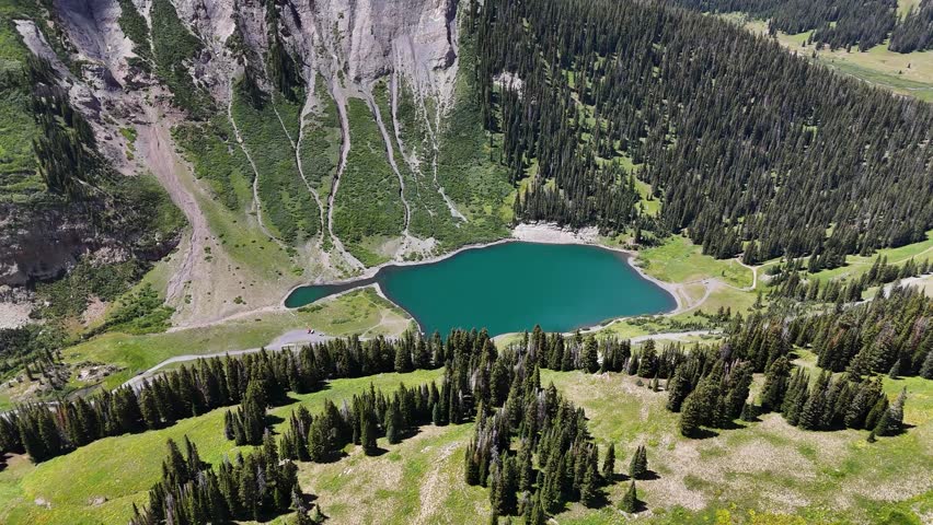 Drone Shot of Emerald Lake, Gothic Valley Trail, Colorado USA, Pristine Mountain Landscape on Sunny Summer Day