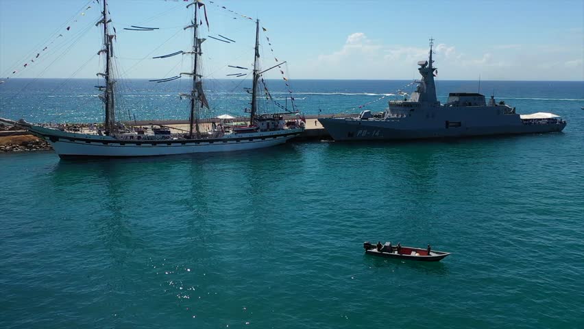 Sail and naval ships at Margarita Island's religious procession