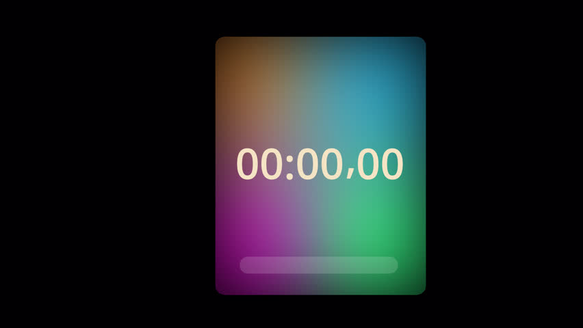 30 seconds timer animation on black background, 0 seconds to 30 seconds timer animated on gradient rectangle.