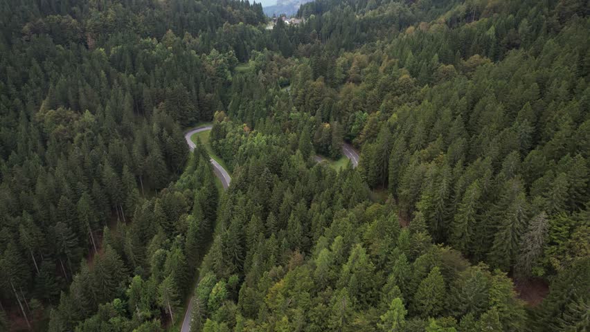 Scenic Alpine Road in Austrian Alps, Passsing Through Mountains and Nature Landscape View, Aerial Dolly Shot