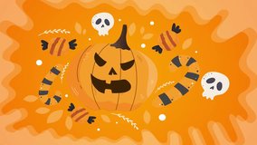 Halloween background with pumpkin skulls candy orange festive design - Powered by Shutterstock - Get 15% off with code: PIKWIZARD15