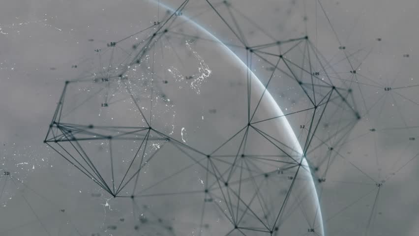 Earth hemisphere forming mesh growing DNA helix rotating and pulsing light glowing for data insight. Global, digital, futuristic, technology, innovation, data, visualization - Powered by Shutterstock - Get 15% off with code: PIKWIZARD15