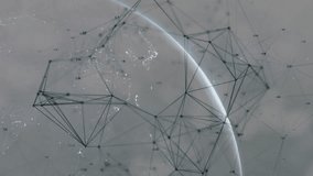 Earth hemisphere forming mesh growing DNA helix rotating and pulsing light glowing for data insight. Global, digital, futuristic, technology, innovation, data, visualization - Powered by Shutterstock - Get 15% off with code: PIKWIZARD15