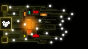 Digital Handshake Circuit Board Technology Network Connection Business Deal. Digital handshake animation. Circuit board design illustrating business partnership and global network connection. - Powered by Shutterstock - Get 15% off with code: PIKWIZARD15