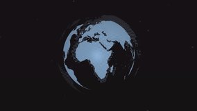 Upon dark screen globe rotating with red outlines and scrolling white data for real-time monitoring. Technology, data visualization, digital interface, futuristic, analytics, information, - Powered by Shutterstock - Get 15% off with code: PIKWIZARD15