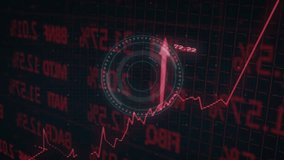 Grid opening with scrolling data, HUD reticle pulsing, arrows, graph spiking indicating signal rise. Technology, interface, digital, analytics, innovation, futuristic, motion graphics - Powered by Shutterstock - Get 15% off with code: PIKWIZARD15