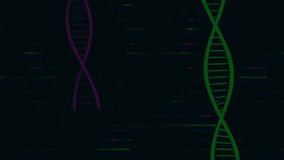 On data load, white waveform pulsing and DNA helices glowing to visualize data trends. Analytics, biotechnology, infographic, digital, innovation, healthtech, futuristic - Powered by Shutterstock - Get 15% off with code: PIKWIZARD15