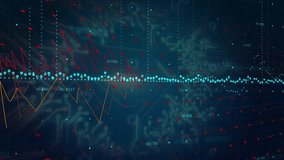 Timecode markers popping up activating line graph spiking under nodes as shield forming for safety. Technology, cybersecurity, data, visualization, digital, protection, analytics - Powered by Shutterstock - Get 15% off with code: PIKWIZARD15