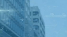 upon start formulas emerging drifting fading over glass building facade to illustrate data flow. Corporate, technology, innovation, data, digital, futuristic, modernism - Powered by Shutterstock - Get 15% off with code: PIKWIZARD15