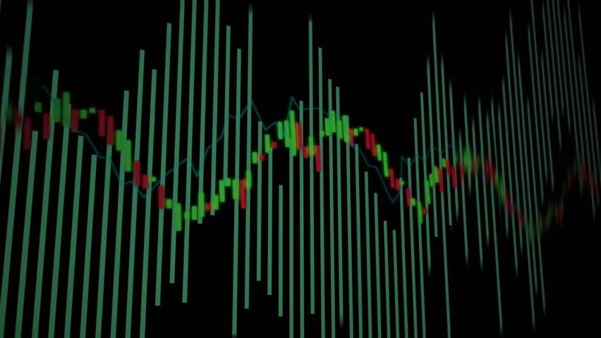 On start bars rising, candlestick chart moving, HUD sliding and fading forming finance dashboard. Futuristic, digital, analytics, dashboard, technology, visualization, interface - Powered by Shutterstock - Get 15% off with code: PIKWIZARD15