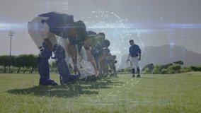Coach raising bat signaling drill, baseball players straightening under holographic globe overlay. Athletics, training, team, sports, fitness, technology, outdoor - Powered by Shutterstock - Get 15% off with code: PIKWIZARD15
