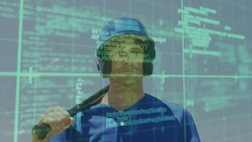 On start man holding bat in baseball helmet as digital overlay fading away revealing sports tech. Cyber, innovation, futuristic, technology, athletic, outdoor, dynamic - Powered by Shutterstock - Get 15% off with code: PIKWIZARD15