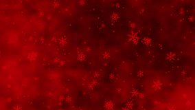 A Festive Looping Animation Featuring a Sparkling Christmas Tree Adorned with Glowing Lights and Floating Snowflakes Against a Vibrant Red Background - Powered by Shutterstock - Get 15% off with code: PIKWIZARD15
