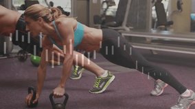 Man and woman gripping kettlebells and engaging core before alternating rows for strength training. Strength, fitness, training, gym, workout, endurance, balance - Powered by Shutterstock - Get 15% off with code: PIKWIZARD15