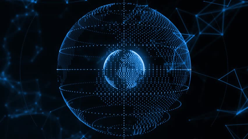 On start dotted globe rotating scanning shifting toward West Africa to highlight data distribution. Technology, innovation, digital, futuristic, connectivity, data visualization, global - Powered by Shutterstock - Get 15% off with code: PIKWIZARD15