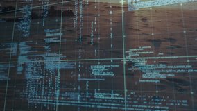 Scrolling digital code revealing elderly woman walking along sunset beach for technology demo. Futuristic, tranquil, minimalist, seaside, contemplative, serenity, digital - Powered by Shutterstock - Get 15% off with code: PIKWIZARD15