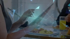 Colleagues tapping tablets at business meeting and forming network rotating 3D globe to share data. Technology, innovation, collaboration, connectivity, digital, modern, corporate - Powered by Shutterstock - Get 15% off with code: PIKWIZARD15