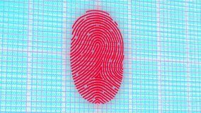 On grid start fingerprint pulsing glitching icons annotating code scrolling visualizing security. Biometric, cybersecurity, digital, futuristic, analytical, innovation, technology - Powered by Shutterstock - Get 15% off with code: PIKWIZARD15