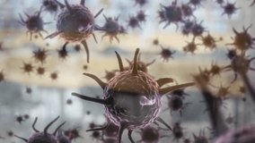 Emerging spiky sphere triggers camera rotating and drifting showing tentacles for microscopic view. Biofilm, cellular, organic, dynamic, biomedical, abstract, scientific - Powered by Shutterstock - Get 15% off with code: PIKWIZARD15