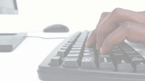 Hands typing sparking search, user and envelope icons showing rising counts around keyboard. Technology, data, work, digital, productivity, modern, interface - Powered by Shutterstock - Get 15% off with code: PIKWIZARD15