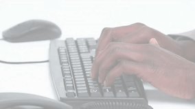 Hands typing commands initiating binary digits cascading over keys then moving mouse for navigation. Technology, coding, data, software, digital, cybersecurity, programming - Powered by Shutterstock - Get 15% off with code: PIKWIZARD15