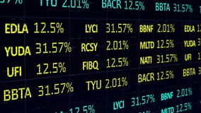 Opening on dark grid, tickers updating percentages while rotating globe visualizing real time data. Digital, futuristic, data, technology, finance, motion, abstract - Powered by Shutterstock - Get 15% off with code: PIKWIZARD15