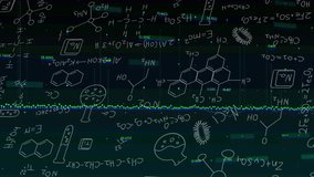 Faint glow initiating waveform as formulas shifting and neon sphere forming for data insights. Digital, scientific, futuristic, data, technology, visualization, holographic - Powered by Shutterstock - Get 15% off with code: PIKWIZARD15