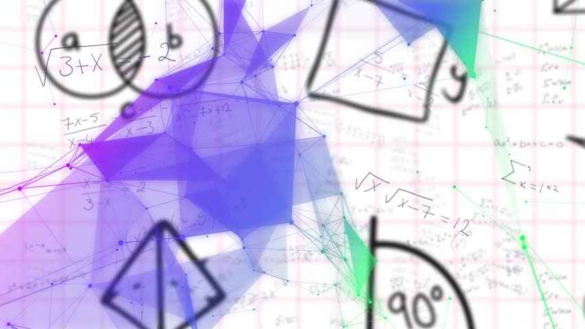 Polygonal network traveling diagonally over geometric diagrams, changing colors to show math ideas. Abstract, geometry, network, visualization, digital, analytical, mathematical - Powered by Shutterstock - Get 15% off with code: PIKWIZARD15