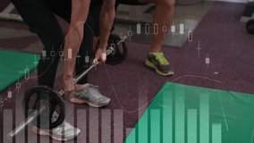 Trainer cueing client lifting barbell in gym with animated arrows ensuring proper form. Strength, fitness, coaching, athleticism, determination, workout, performance - Powered by Shutterstock - Get 15% off with code: PIKWIZARD15