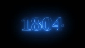 1804 neon line text. Abstract 1804 neon text animation ,For neon color Glowing neon number text background 4k video animation . 1804 title metal text on black alpha channel background. - Powered by Shutterstock - Get 15% off with code: PIKWIZARD15