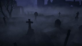 An old abandoned cemetery with empty graves next to ancient ruins. Halloween. 3D rendering. - Powered by Shutterstock - Get 15% off with code: PIKWIZARD15